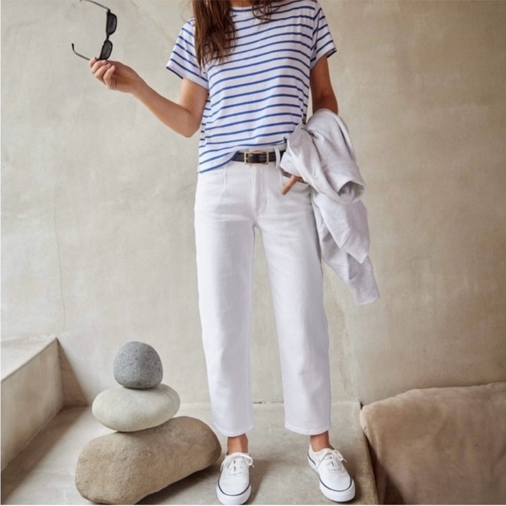 AYR The Beat Barrel Leg Ankle Jean White High Rise Ankle Relaxed Sz 34 - Picture 2 of 16